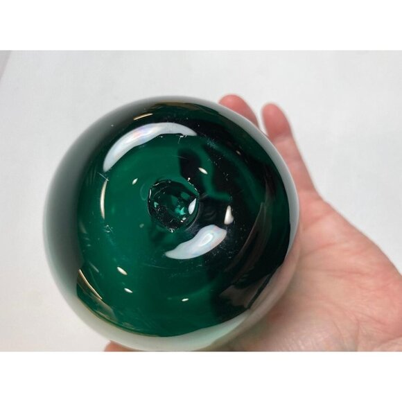 Blenko Art Glass Dark Green Apple Paperweight 4" Vintage Handblown Original - Picture 5 of 6